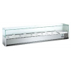 Витрина холодильная настольная, горизонтальная, для топпингов, L1.50м, 7GN1/4, +2/+8С, стат.охл., нерж.сталь, верхняя структура стекло