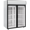 Шкаф холодильный, 1400л, 2 двери стекло, 8 полок, ножки, -5/+5С, дин.охл., белый, рамы дверей черные, канапе, R290