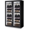 Шкаф холодильный для вина, 216бут., 2 двери стекло, 8 полок, ножки, +4С и +18С, дин.охл., LED, черный полуглянец, R290, рама черная